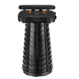 Folding Camping Stool, Square Collapsible Portable Stool with Elastic Seat Cushion& Adjustable Nylon Bag, Telescoping Foldable Stool, Black