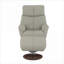 Fauteuil d'appoint pivotant en cuir fleur gris avec repose-pieds Kandoro, siège durable pour adultes, salon