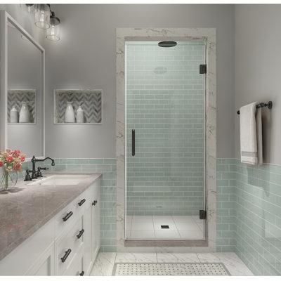 Kinkade XL 37.75" - 38.25" W x 80" H Hinged Frameless Shower Door