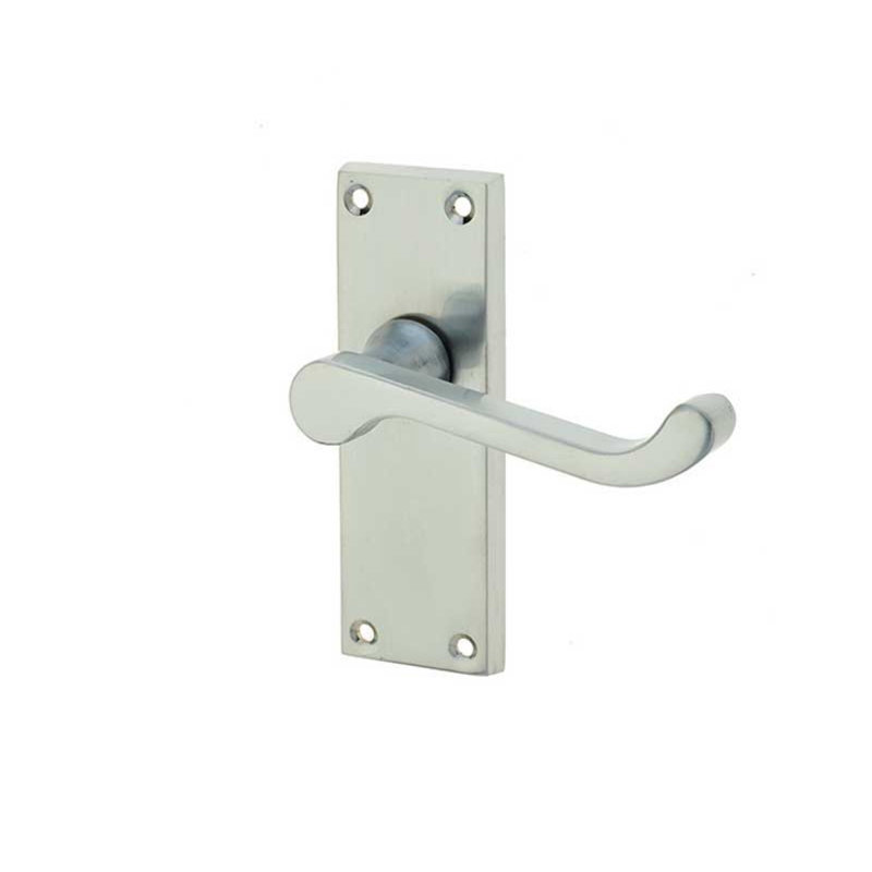 Victorian PC Scroll Door Handle, Satin Chrome