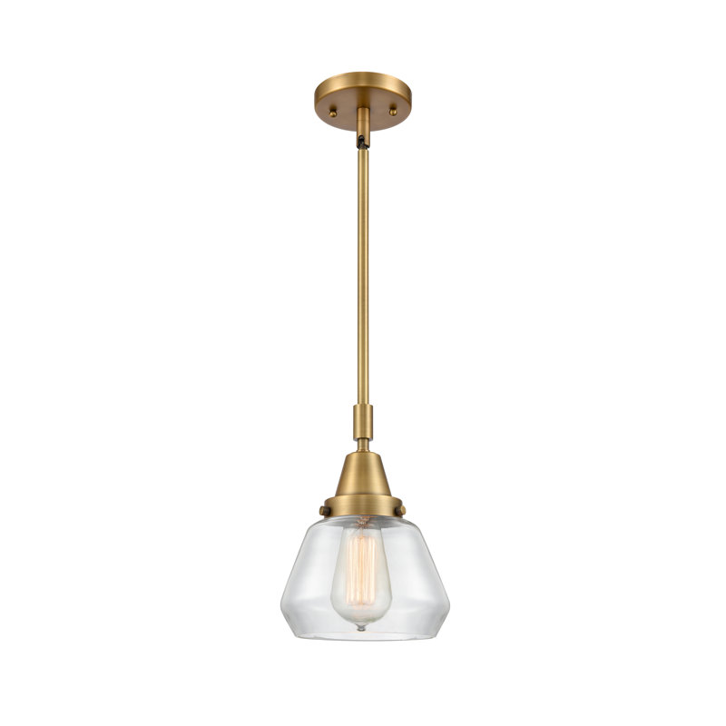 Luminaire suspendu conique à 1 lumière Cahn, Ampoule non incluse, Transparent, Laiton brossé