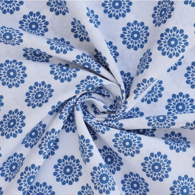 100% Cotton Full Size Bed Sheets Set with Deep Pockets, Cozy Percale sheets with Elastic Fitted Sheet 4 Piece Bedding and Pillowcase set, Mandalas Aqua