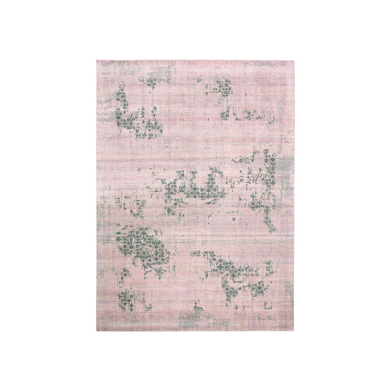 Tapis zoroastrien en soie noué à la main 8 pi 9 po x 12 pi 2 po rose 6F7DA88A50B74F67AC1E1A404DBE711F