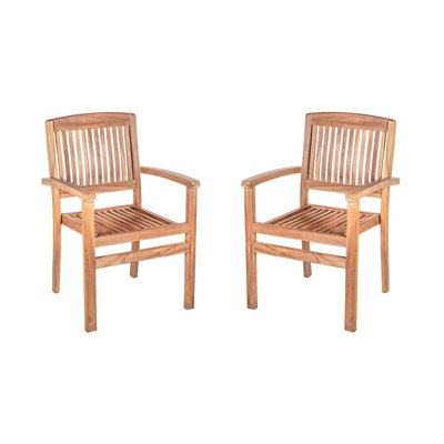 Chaises de salle à manger d'extérieur en bois de teck de qualité supérieure, ensemble de 2