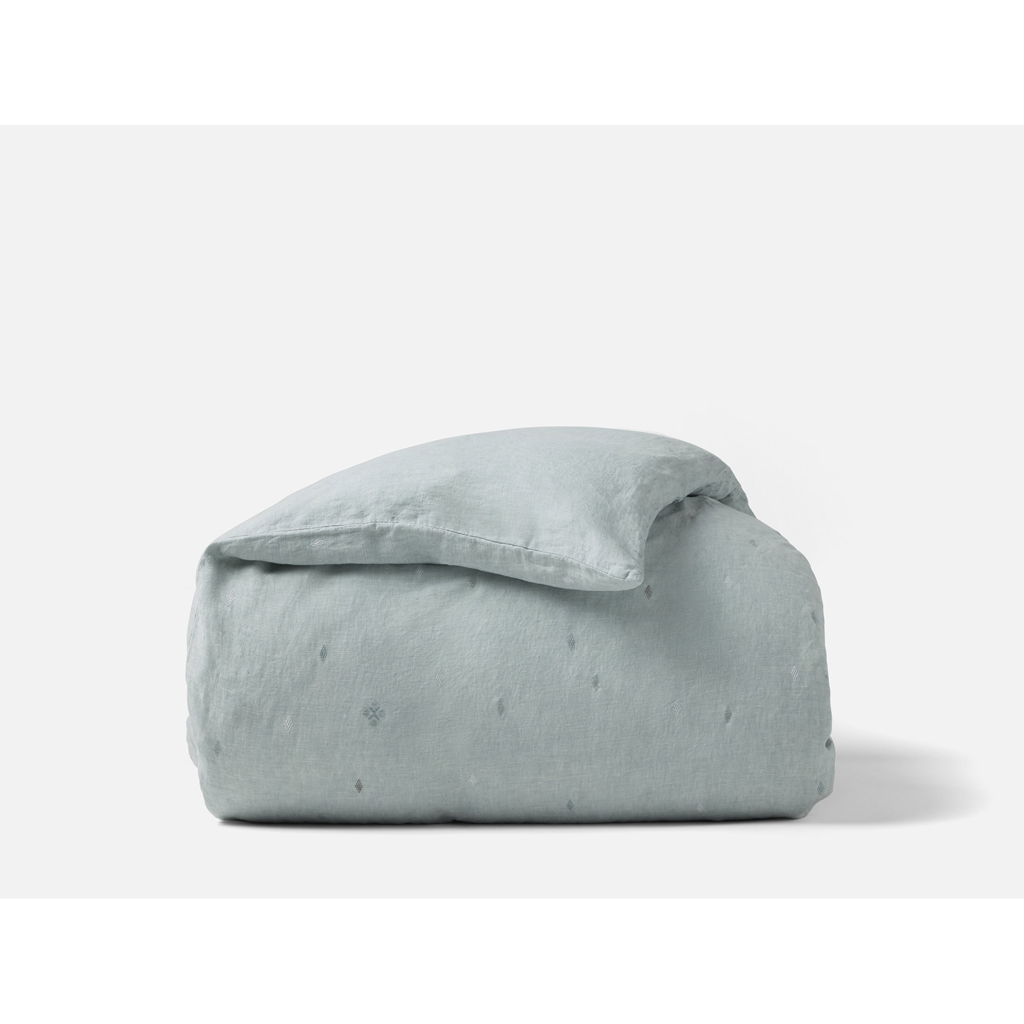 Cambria Belgian Flax Linen Duvet Cover, Queen Duvet Cover, Pacific Blue Chambray w/ Multi