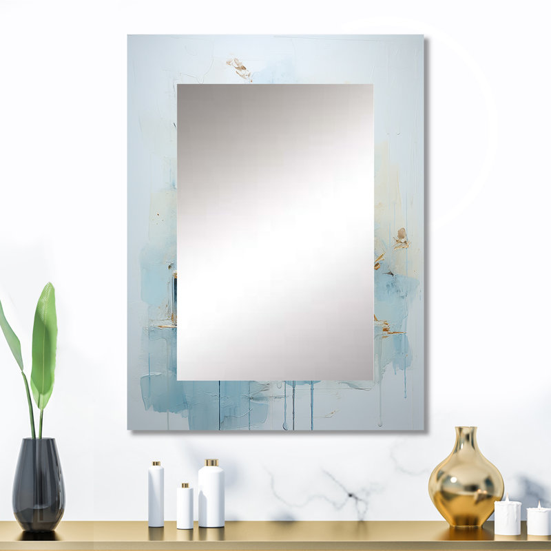 Bleu minimaliste salle de bain - miroir de toilette unique, 32 po x 24 po