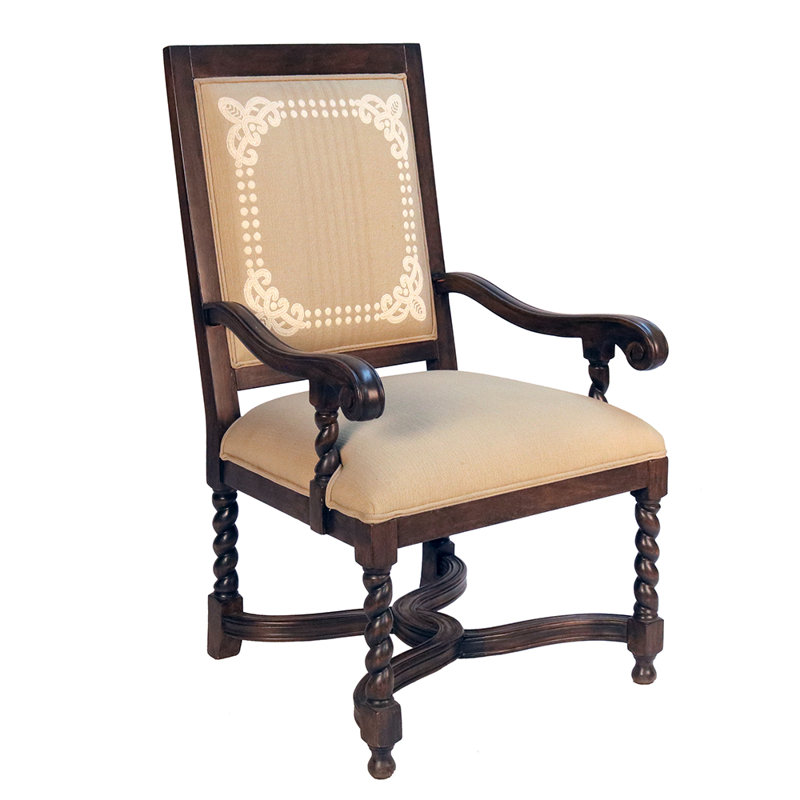 Fauteuil Bella Bobbin Twister Chairs, Polyester géométrique beige, Non, Brun foncé