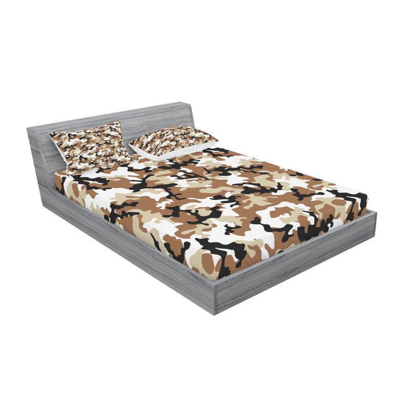 Microfiber Camouflage Sheet Set, Queen Sheet Set with Fitted Sheet