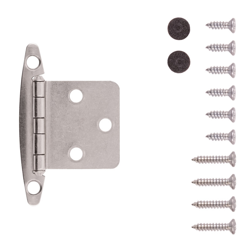 Charnière de porte d'armoire (ensemble de 10) à charnière variable pour montage en surface   , Nickel satiné, 10