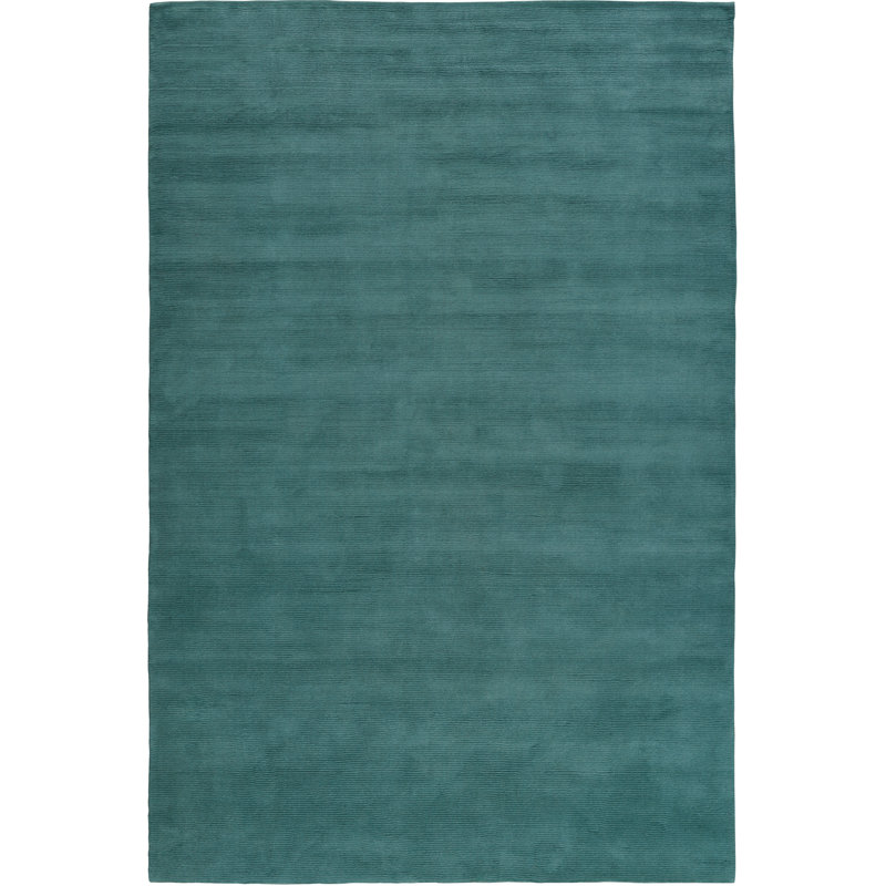 Farrow & Ball Cut And Loop Stripe Leighton Teal Area Rug, Rectangle 5' x 7'6"