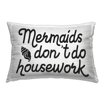 Mermaids & Housework Outdoor Printed Pillow by Daphne Polselli