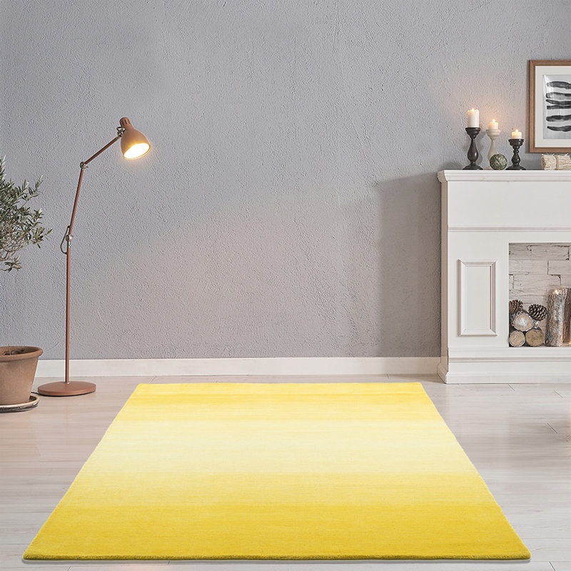 Hand-Loomed Wool Yellow Rug, Rectangle 190 x 290cm
