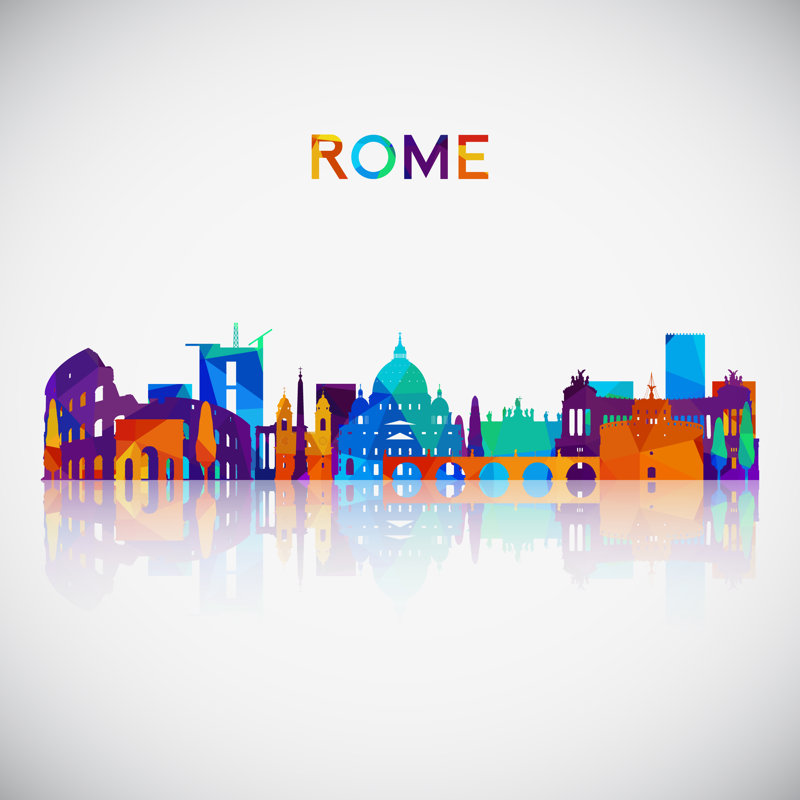 Rome Skyline 1 Piece Wrapped Canvas Wall Art, 122cm H x 122cm W x 3.8cm D