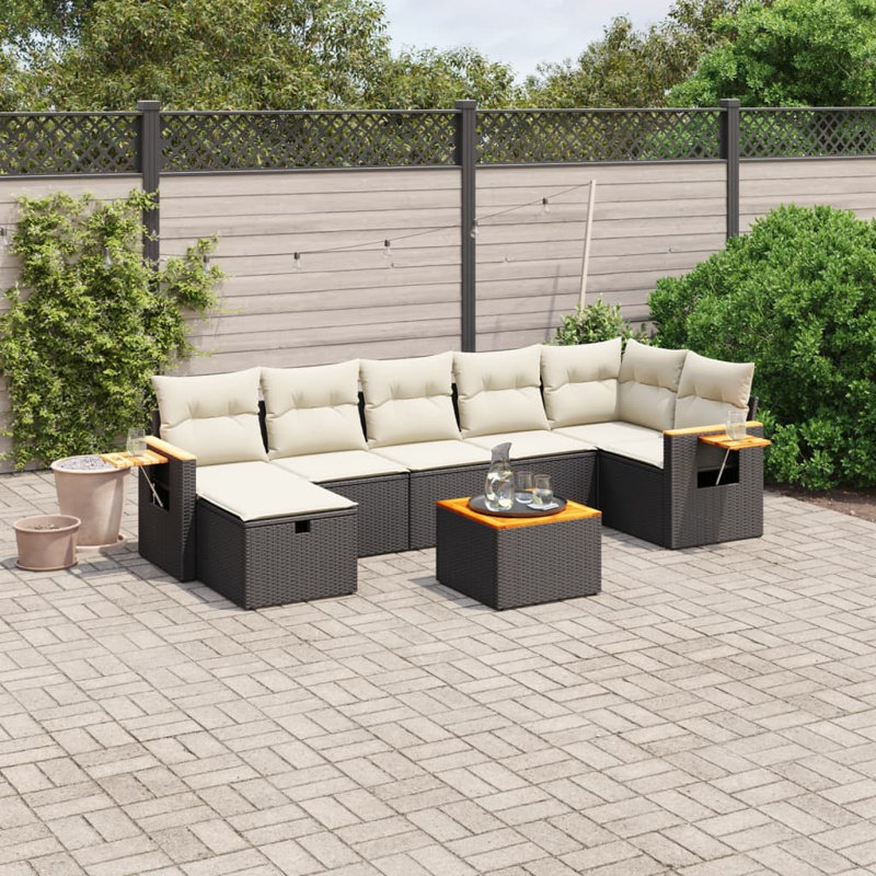 Ensemble de canapé de jardin Vidaxl noir et blanc crème