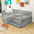 Storage Wooden Floor Bed with Guardrails and 2 Drawers-93548537-93548538
