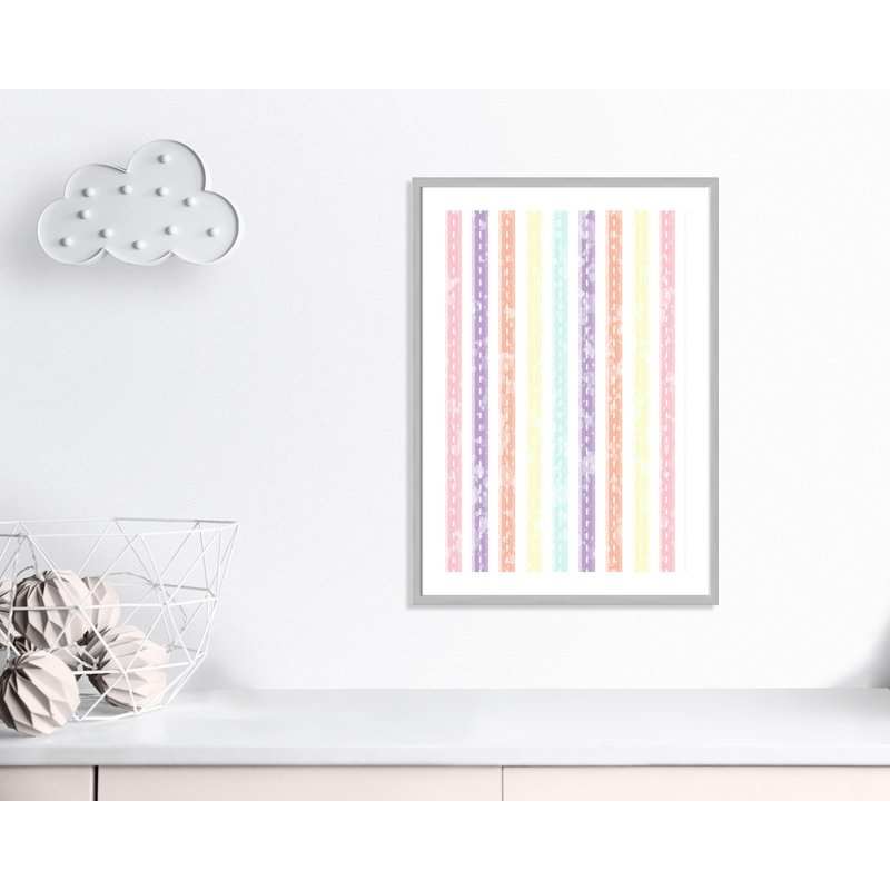 Adhésif décoratif Whimsical Stripe, H 35,5 po x l 25,5 po x P 1,1875 po, Encadré de boîte argent