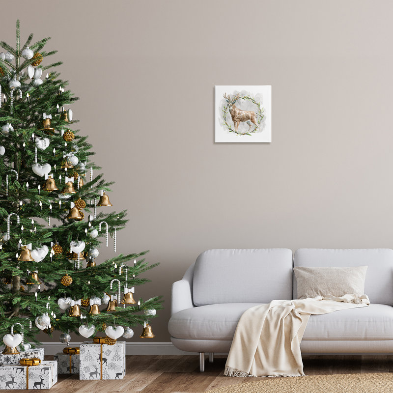 «Rustic Deer with Wreath» par Carol Robinson, H 17 po x l 17 po