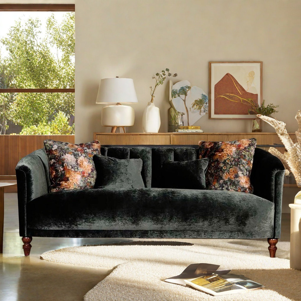Axis Living Vintage Style Chenille Sofa | Wayfair