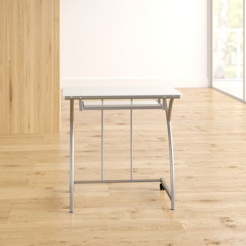 Glass Top Metal Base Computer Desk