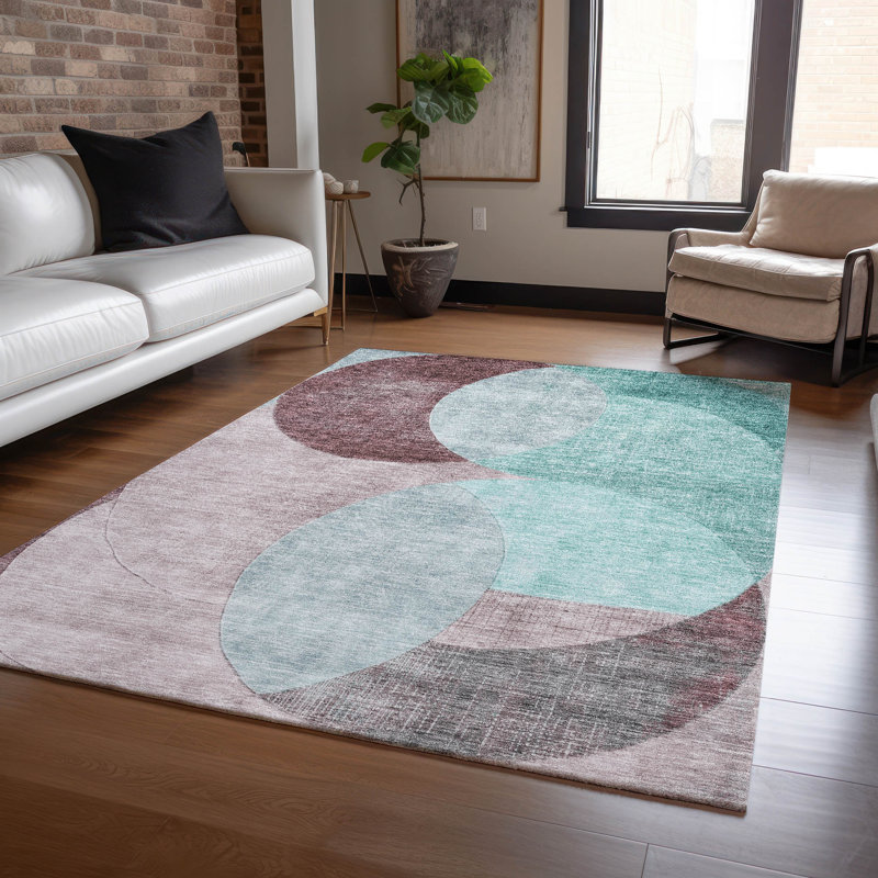 Henry Teal Washable Indoor-Outdoor Rug - , 3' x 5'