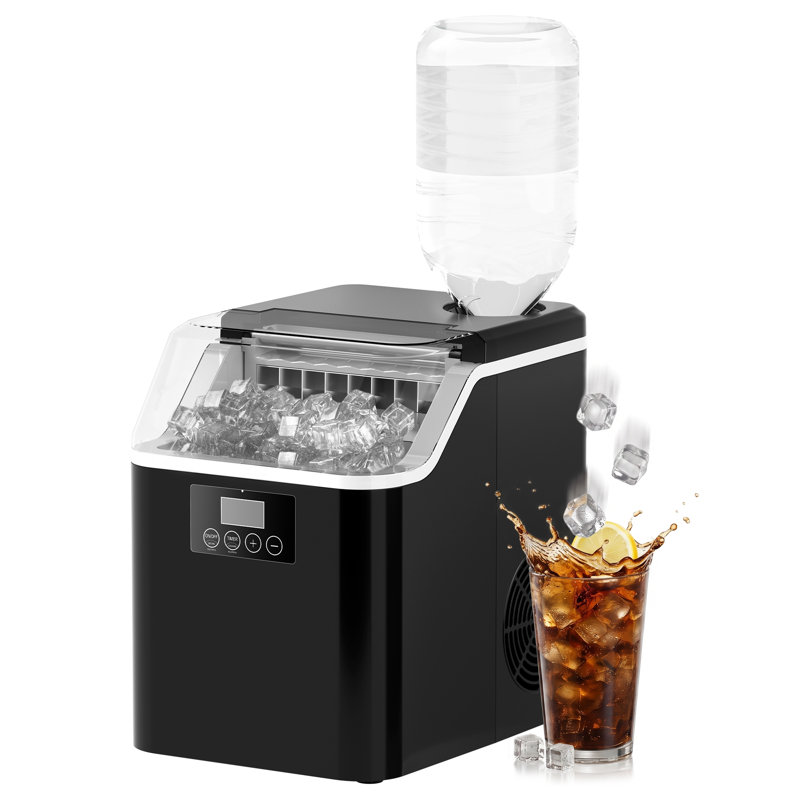 Machine à glaçons cubique, machine à glaçons de comptoir de 45 lb / jour avec port pour bouteille d'eau externe