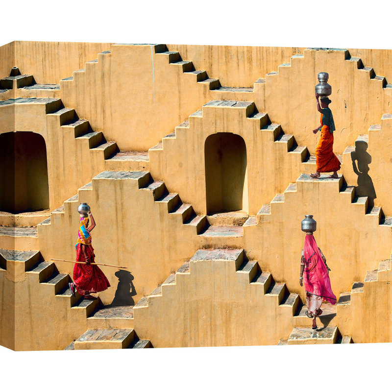 3AP6157 Stepwell In Jaipur, India by Pangea Images - Wrapped Canvas Art Prints, 70cm H x 100cm W x 4cm D