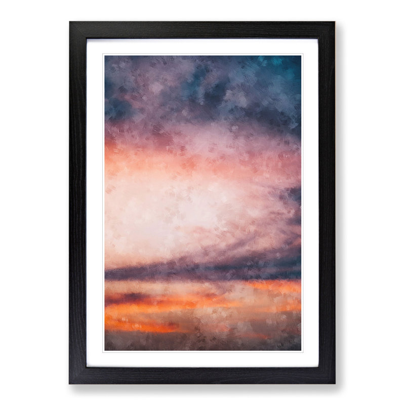 Movement of Clouds - Picture Frame Painting, 36cm H x 27cm W x 2cm D, Black Framed