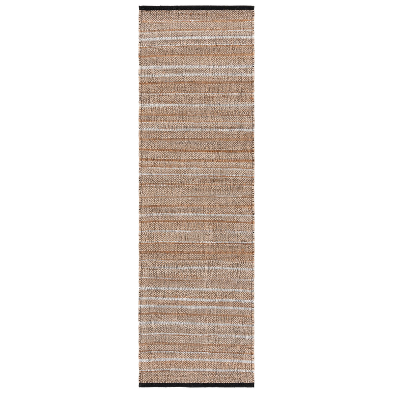 Tapis en jute / coton à tissage plat Erleen brun clair / beige, Tapis de couloir 2 pi 3 po x 8 pi