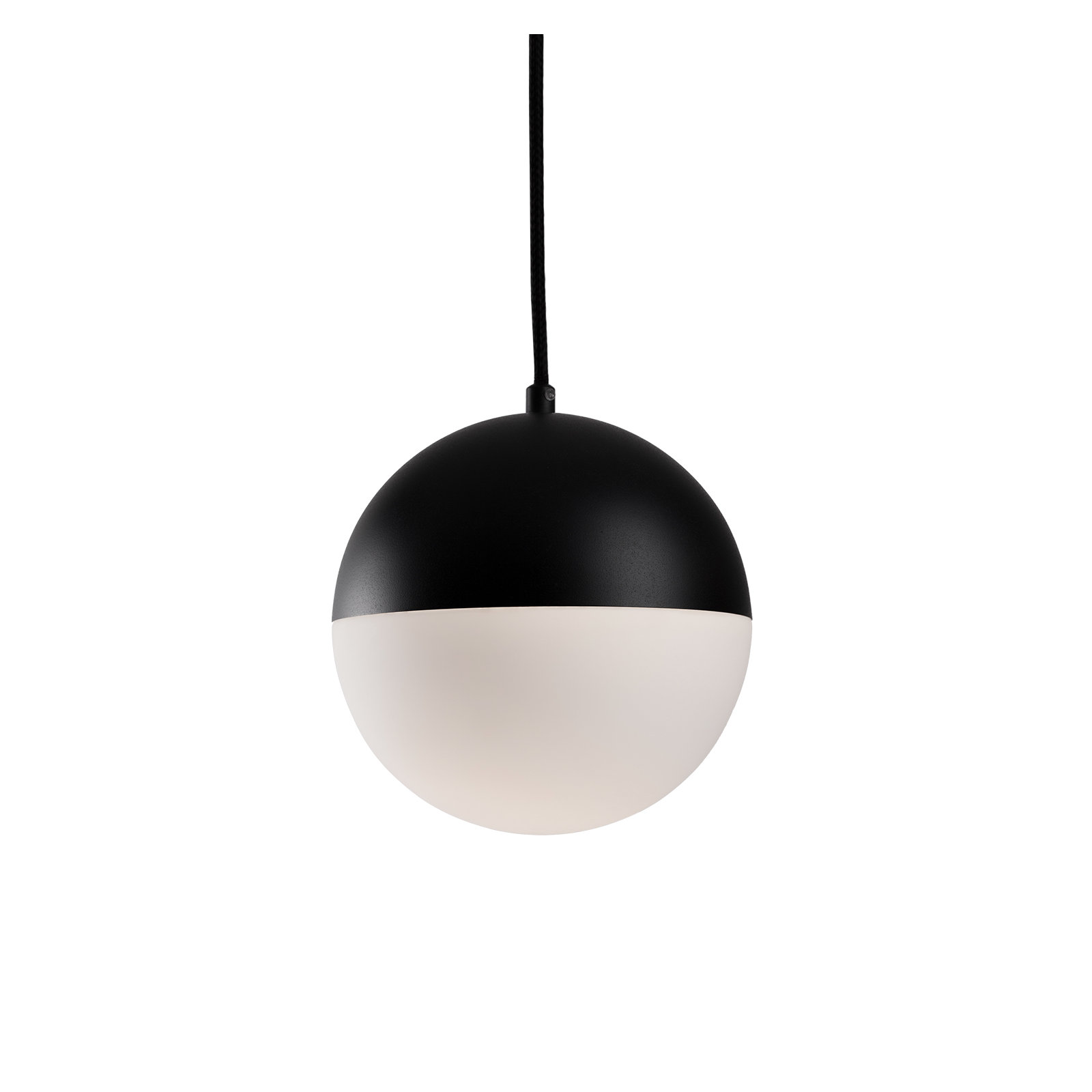 Monae Single Light Glass Dimmable LED Pendant, 7.88" H x 7.88" W x 7.88" D, Black Metal