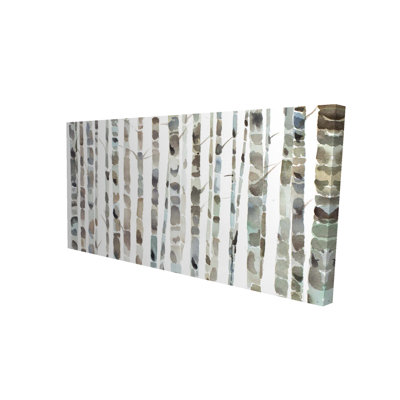 Aquarelle forêt de bouleaux - toile brune décorative