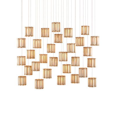 Daze 30 - Light Antique Brass, White, Silver Cluster Pendant