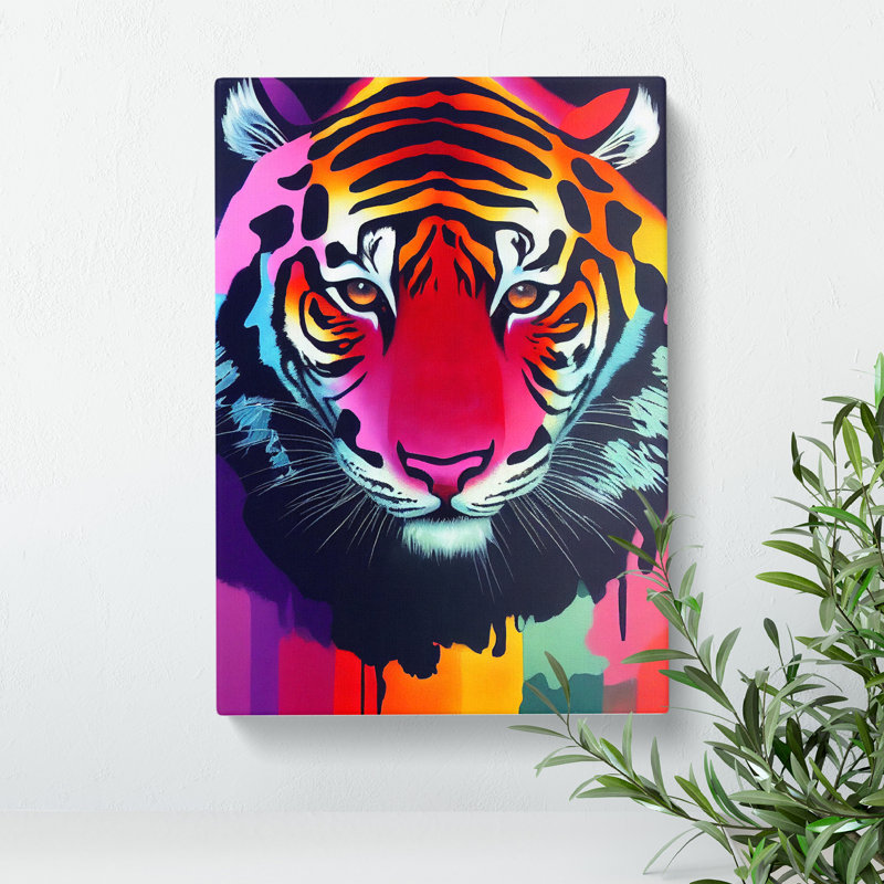 Painted Tiger No.6 Abstract - Wall Art, Wrapped Canvas, 60cm H x 40cm W, No Matte