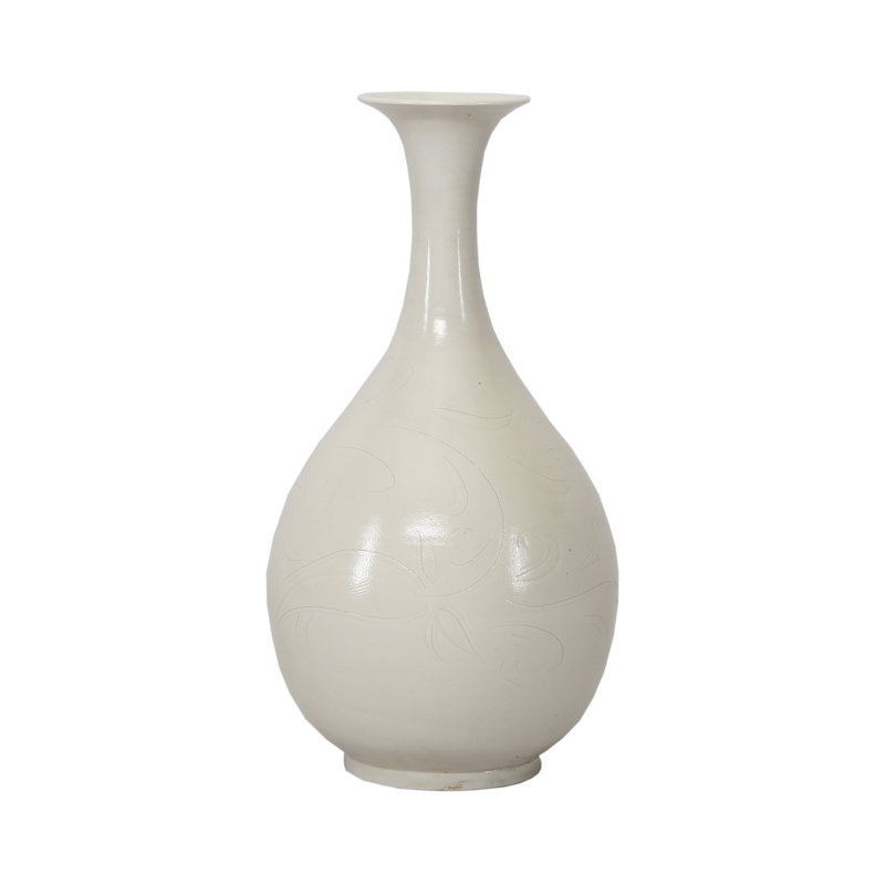 Grand vase en porcelaine émaillée 12 "H 12" avec fleurs de tiques Guanyin