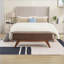 Repose-pieds avec rangement, tissu en laine Teddy - Tabouret de pied / de lit pour chambre à coucher | Noyer brun | Bois massif