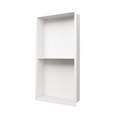Niche de douche encastrée double couche, 63,5 cm (H) x 33 cm (L) x 10 cm (P), sans tuiles, blanche