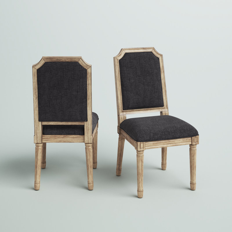 Chaise d'appoint Hildemar, Gris foncé, Naturel