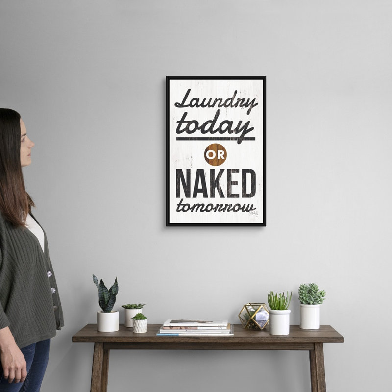 Reproduction d’art textuel sur toile, "Laundry Today" par Marla Rae, Cadre noir, H 26 po x l 18 po x P 1,75 po