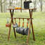 Table de camping pliante portative en hêtre avec crochets et sac de transport pour l'extérieur