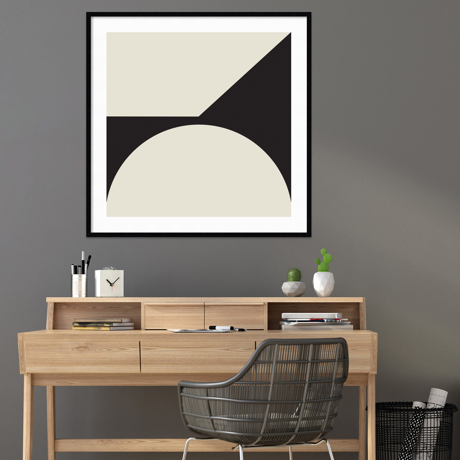 Alina "Minimal Max Mod I" Print, Black Framed, 41.25" H x 41.25" W x 0.8" D
