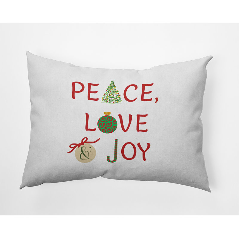 Peace Love Joy Accent Pillow, White