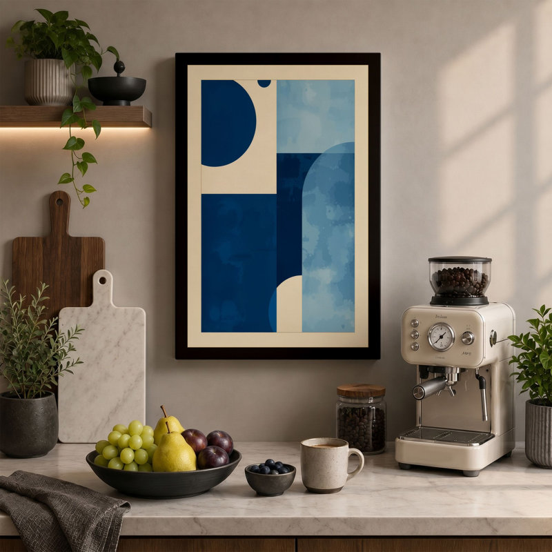 Geometric Equilibrium Minimalist - Wrapped Canvas, 36x24 - 91.4 x 61.0 cm, Teal Border