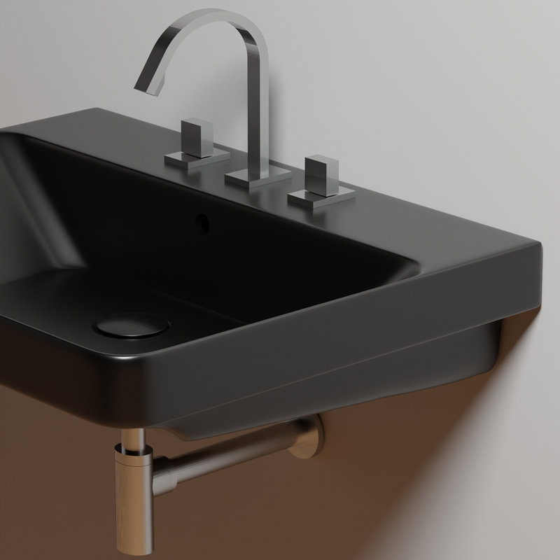 Luxury 23.8'' L Bathroom Sink, 8" Centers, Matte Black