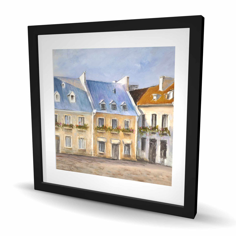 Vieille ville de Québec - villes bleues, reproduction mate encadrée pour la décoration, H 24 po x l 24 po, Noir