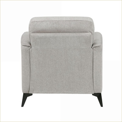 Chaise d'appoint contemporaine contemporaine, revêtement en microfibre brun clair, pieds en métal noir, assise et dossier confortables, structure en contreplaqué, mousse à ressorts ensachés, capacité de 300 lb, chaise de 35 po x 34,5 po avec dossier confortable