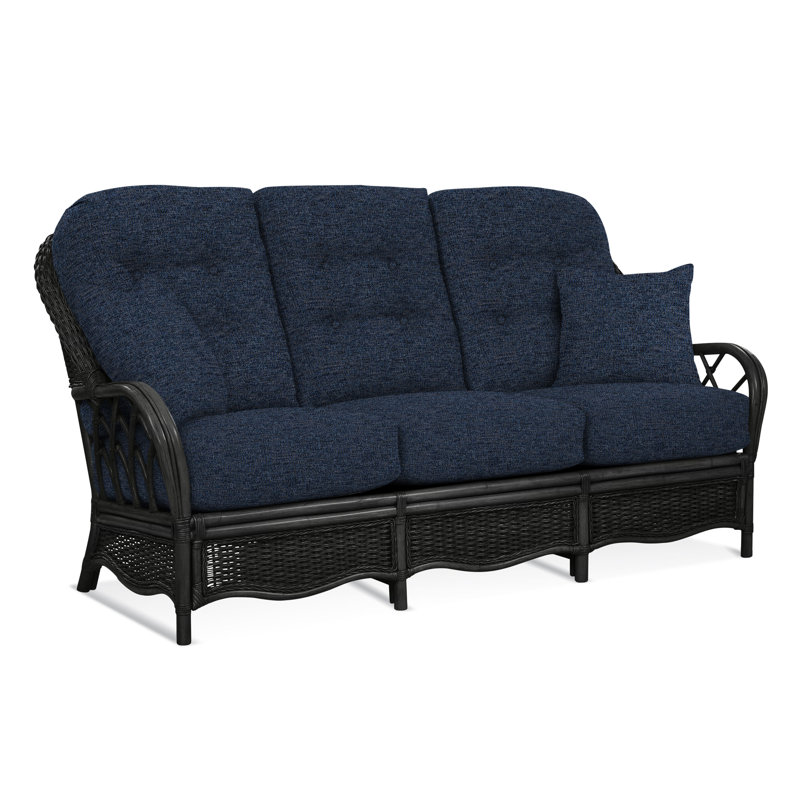 Everglade Upholstered 76'' Sofa, Black, Basic Navy; 0317-61