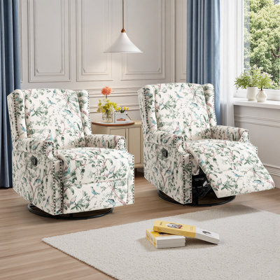 Fauteuil inclinable et oscillant rembourré à oreilles avec poignées manuelles et garniture Naihead