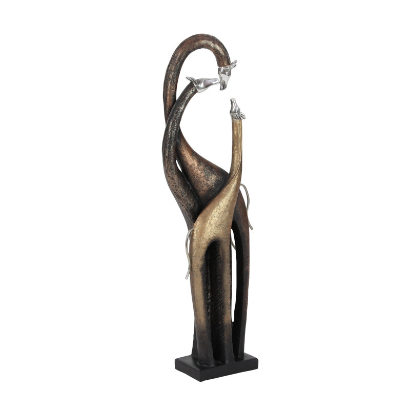 Polystone Giraffe Brass Decorative Sculpture
