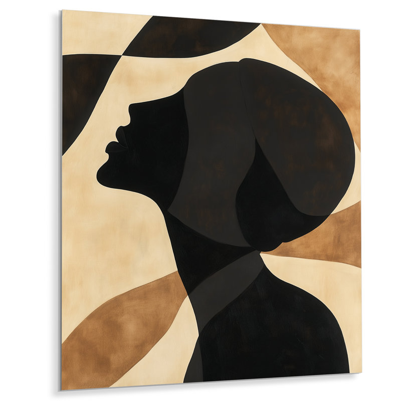 Abstraction du profil doré - Impression sur métal pour femme, H 32 po x l 24 po