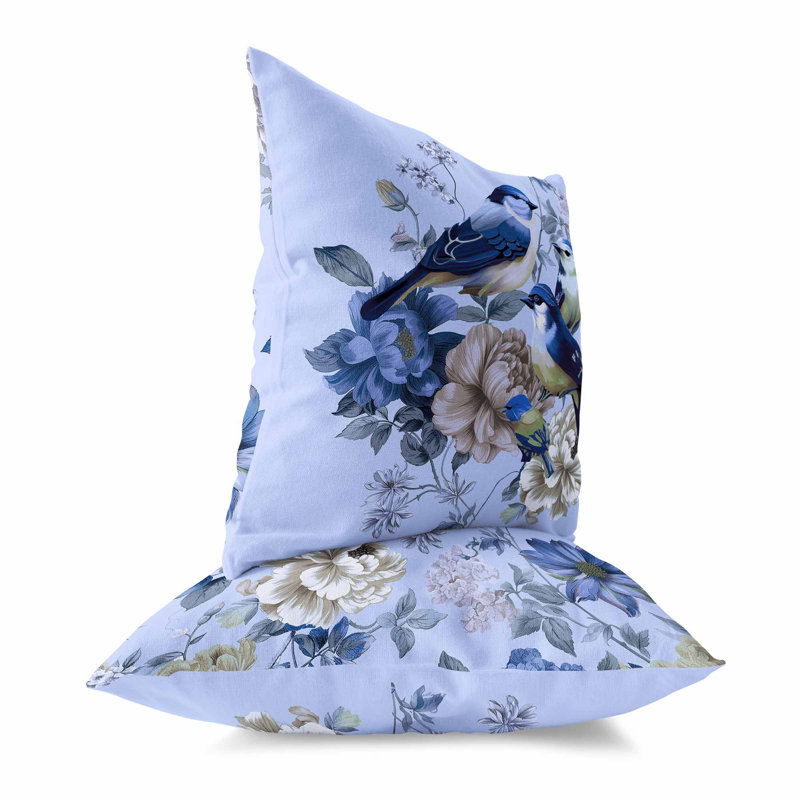 Coussin Petal, H 16 po x l 16 po, Bleu / Lavande