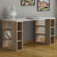 Simone Modern Desk with Built-in Bookcase – Stylish Workspace Desk with 6 Open Shelves-24070009-94592015